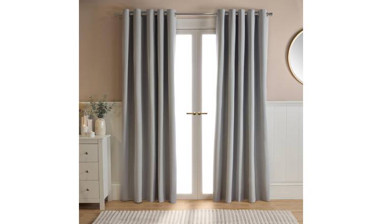 OHS Woven Texture Blackout Curtains - 229 x 229cm - Silver