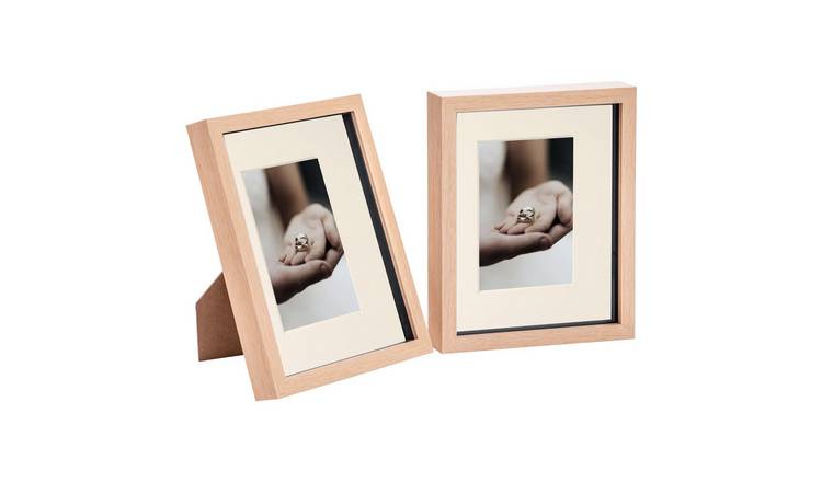 Nicola Spring 3D Box Photo Frames - 8 x 10" with Mount - Set of 2 - Light Wood