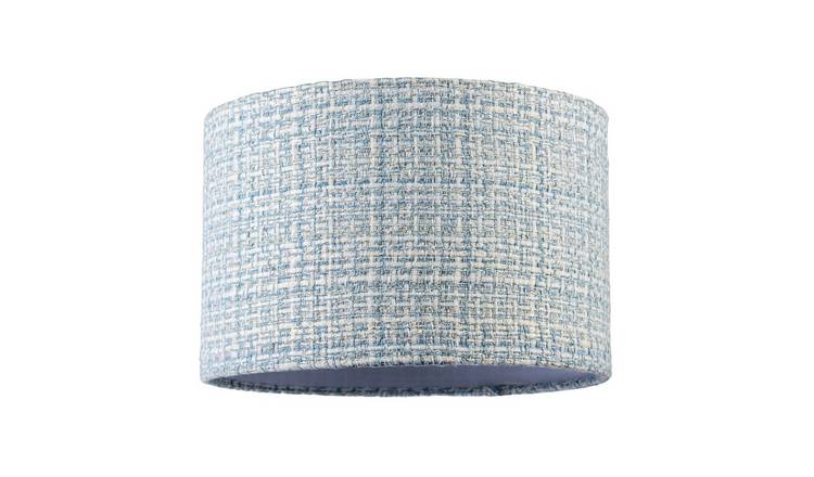 Happy Homewares Sky Blue drum Upholstered in Soft Woven Boucle Lampshade - 30cm