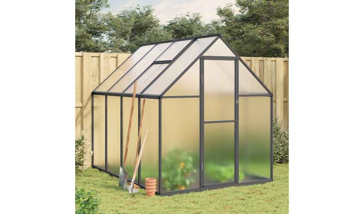Walplus Greenhouse with Base - Anthracite and Transparent - 224 x 169 x 195 cm