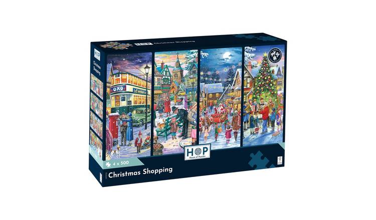 The House of Puzzles Christmas Shopping - 4 x 500 Piece Jigsaw Puzzles