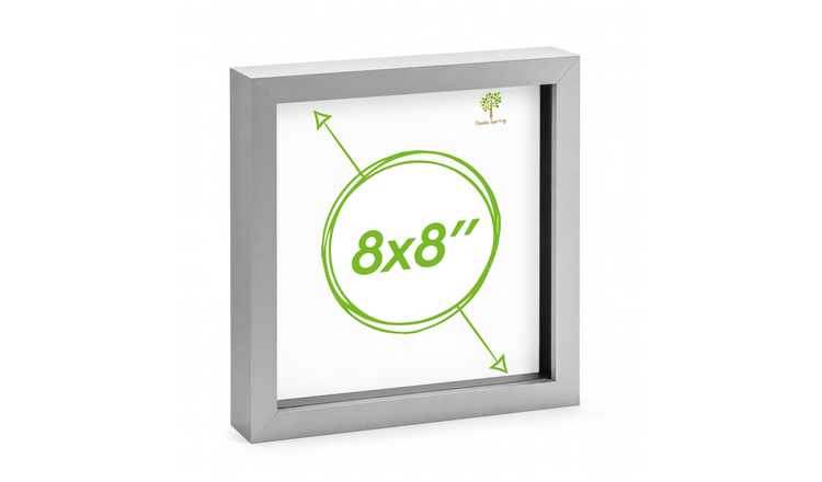 Nicola Spring 3D Box Photo Frames - 8 x 8" - 4 x 4" Mount - Grey - Pack of 5