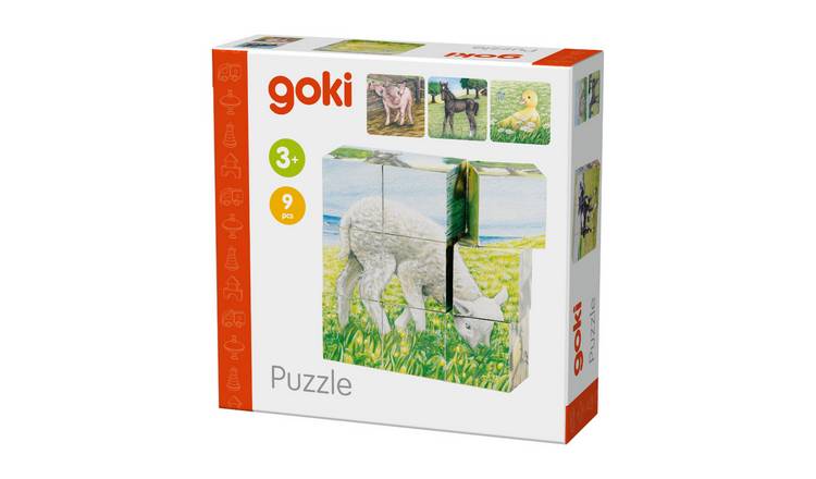 Goki Farm Animals 9 Piece Puzzle Cubes
