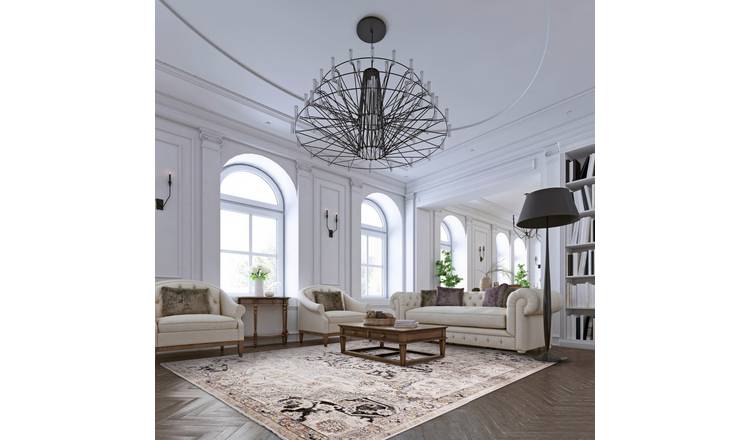 Mega Flooring Beige Traditional Bordered Rug - 120 x 166cm