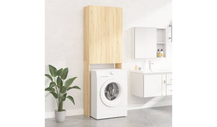 Walplus 3 Compartment Washing Machine Cabinet - Sonoma Oak - 64 x 25.5 x 190 cm