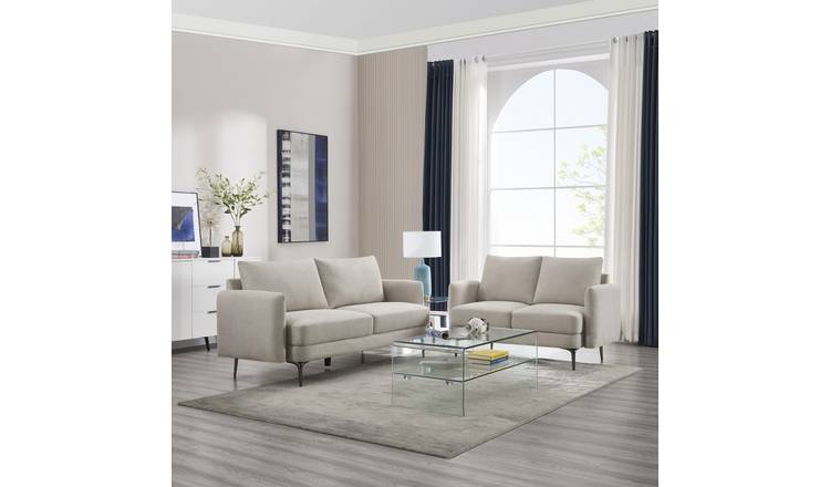 Furniture Online Sofia Linen 2+3 Seater Sofa Set - Beige