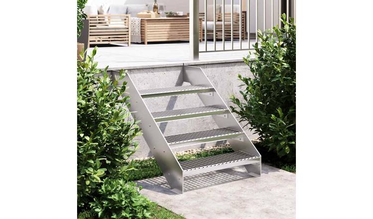 Walplus Press Locked Galvanised Steel Grate Step - Silver - 70 x 24 cm