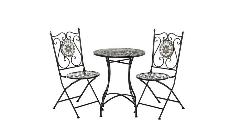 Outsunny 2 Seater Metal Mosaic Garden Bistro Set - Grey
