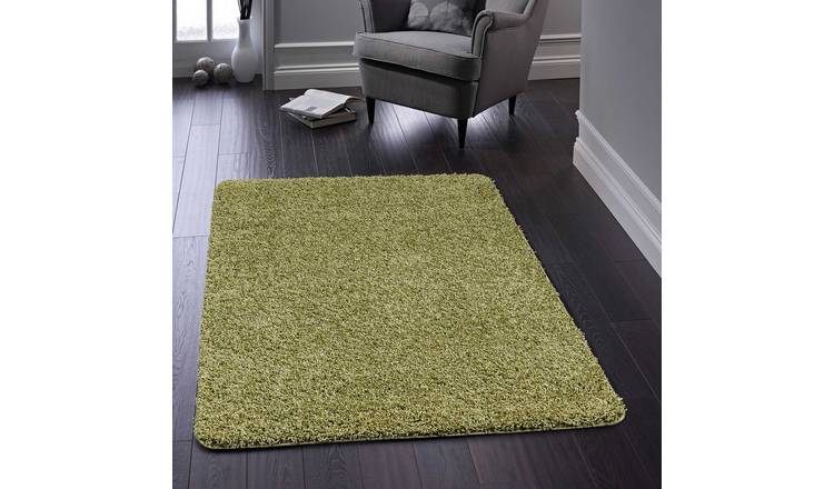 Mega Flooring Green Shaggy Plain Rug - 60 x 100cm