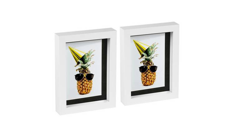 Nicola Spring 3D Box Photo Frames - 5" x 7" with Mount - Set of 2 - White