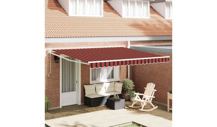 Walplus Polyester Retractable Awning - Red and Black - 350 x 250 cm