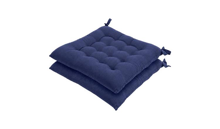 Harbour Housewares Square Seat Pads - 40 x 40cm - Navy - Pack of 2