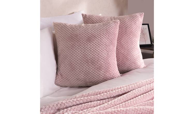 OHS 2 Pack Waffle Fleece Cushion Covers 45 x 45cm - Blush