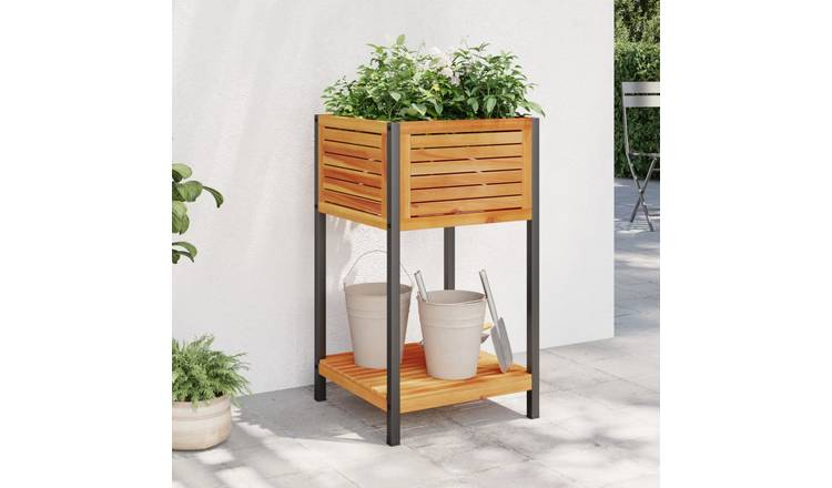 Walplus Acacia Wood Garden Planter - 45 x 45 x 80 cm