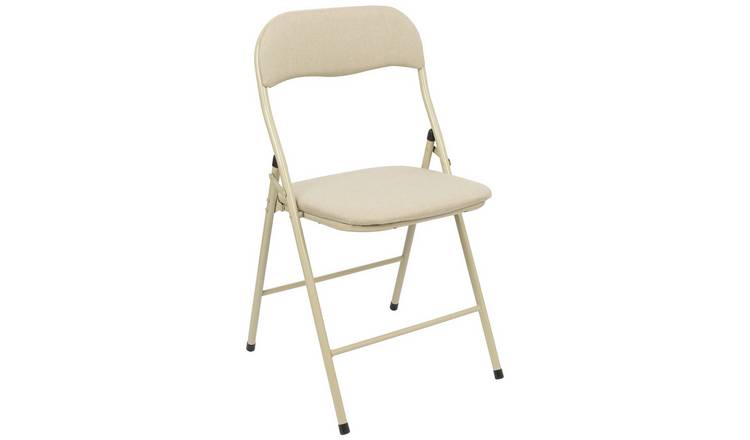 Harbour Housewares Fabric Padded Metal Folding Chair - Beige