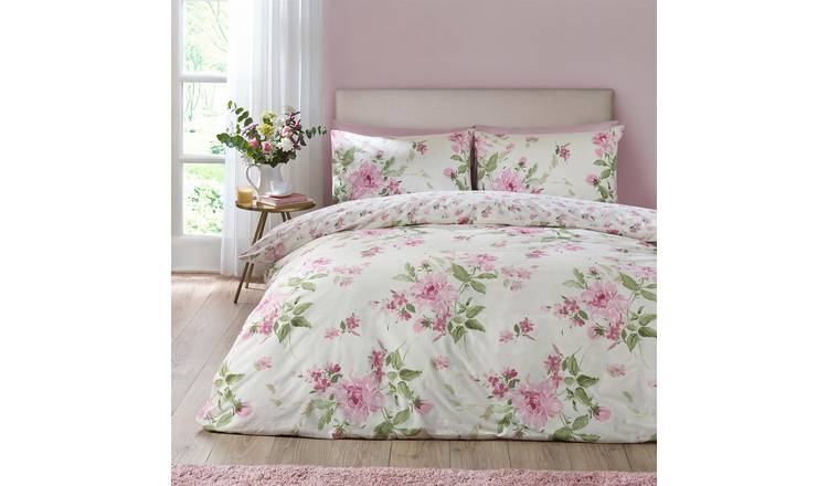 Catherine Lansfield Avebury Floral Duvet Cover Set - Single - Cream