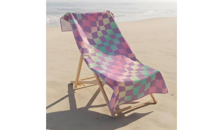 OHS Checkerboard Ombre Microfibre Beach Towel - Multi