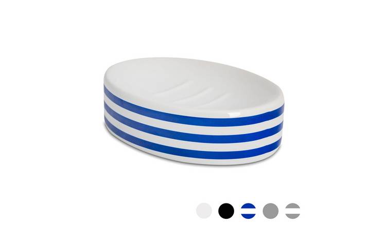 Harbour Housewares Ceramic Soap Dish - Navy Stripe