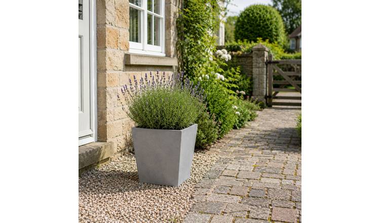 Fargro Home and Garden 58L Polystone Square Plant Pot - Light Grey