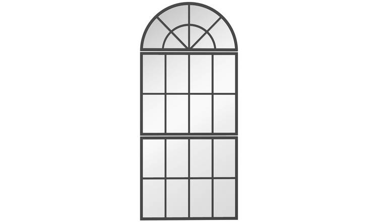 HOMCOM 3 Piece Modern Arched Metal Framed Wall Mirror - Black