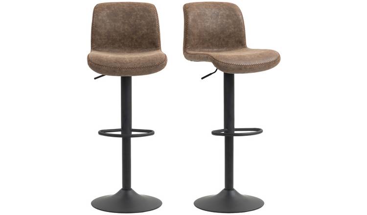 HOMCOM Set of 2 PU Leather Bar Stools with Height Adjustable - Brown