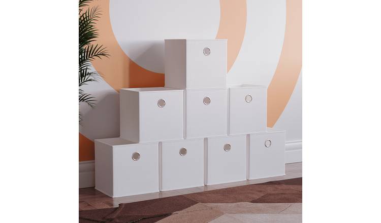 Vida Designs Durham Cube Storage Basket - White - Set of 8