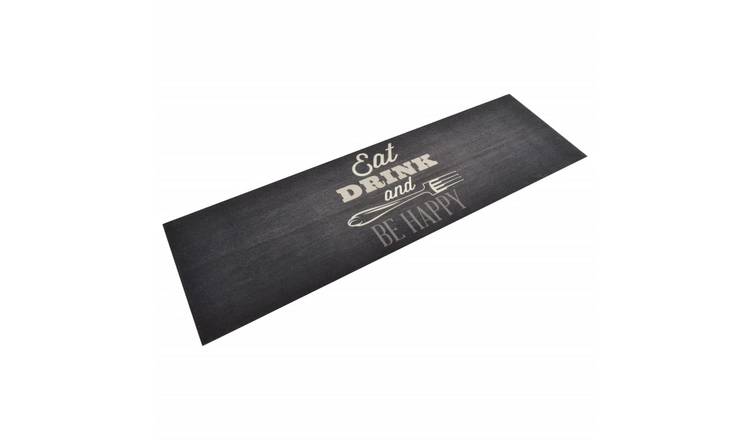 Walplus Kitchen Black Velvet Kitchen Rug - Black - 180 x 60 cm