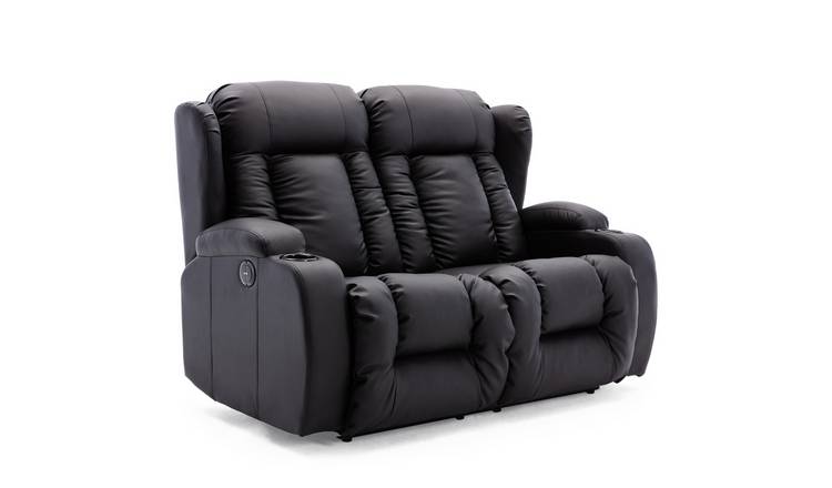 Furniture Online Caesar Electric Recliner 2 Seater Leather Sofa – Black