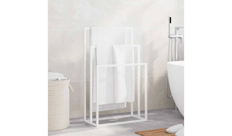 Walplus Iron Freestanding Towel Rack - White - 48 x 24 x 79 cm