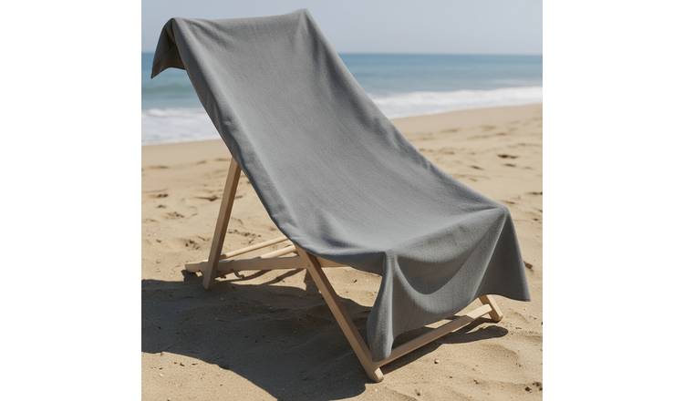 OHS Plain Microfibre Quick Dry Beach Towel - Charcoal