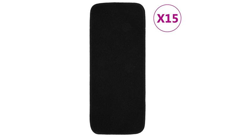 Walplus Pack of 15 Polypropylene Stair Mats - Black - 25 x 60 cm