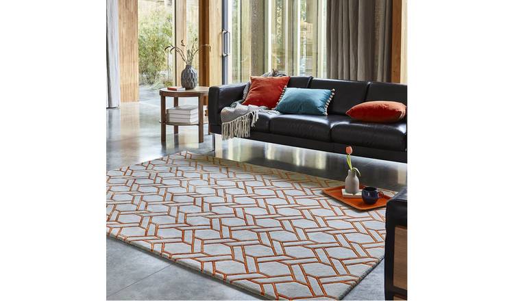 Mega Flooring Silver Handmade Chequered Rug - 120 x 170cm