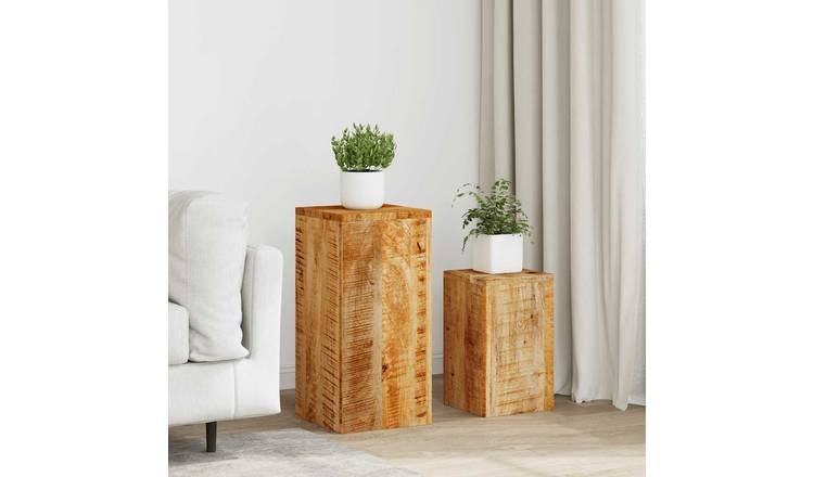 Walplus Pack of 2 Solid Wood Plant Stand - 28 x 28 cm