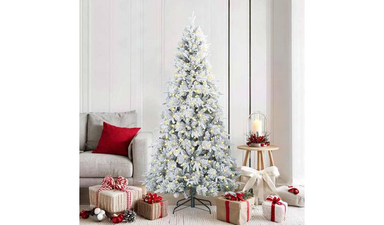 Walplus 300 LED Lights Hinged Artificial Christmas Tree - White - 180 cm
