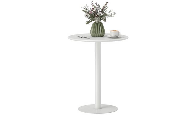 HOMCOM 2 Seater Round Steel Base Dining Table - White