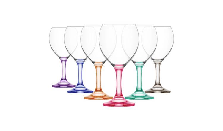 LAV Misket Wine Glasses -  Coloured Stem - Pack of 6