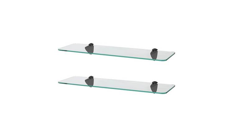 Harbour Housewares Rounded Glass Bathroom Shelves - Set of 2