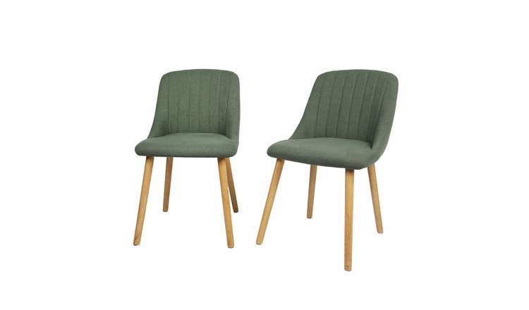 HomeGardenDirect Emilia Textured Linen Dining Chair Set of 2 - Green