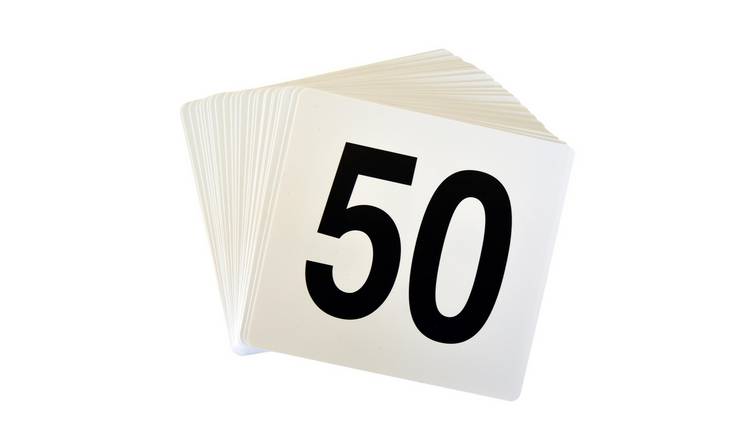 Argon Tableware Wedding Table Number Cards - 1 to 50 - White