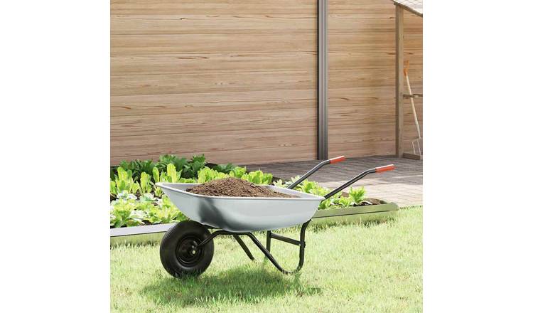 Walplus Steel Wheelbarrow and - Silver and Black - 133 x 62.5 x 58 cm