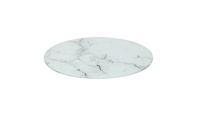 Harbour Housewares Round Glass Chopping Board - 30cm - Marble