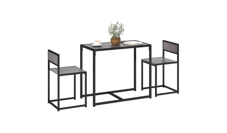HOMCOM 3 Piece Rectangular Dining Table and Chairs Set - Grey