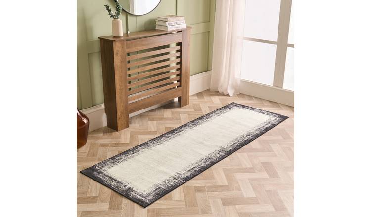OHS Washable Abstract Printed Runner Rug - 66 x 200cm - Mono