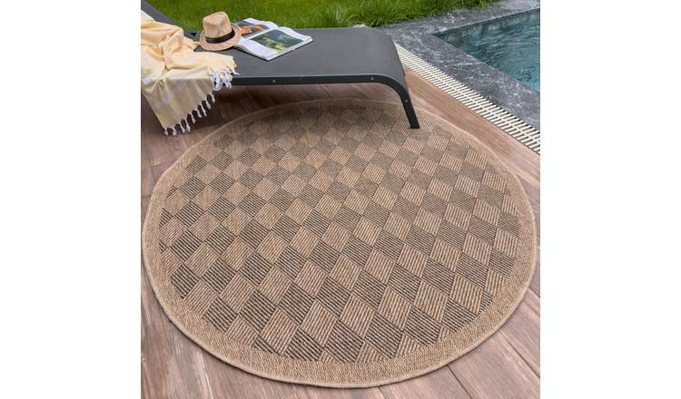 The Rugs Dark Grey Nature Diamond Round Rug - 160cm