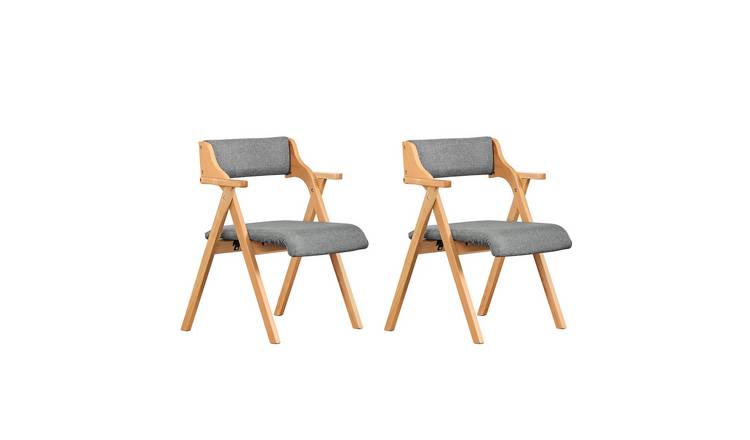 SoBuy 2 Folding Chairs With Armrests - Grey