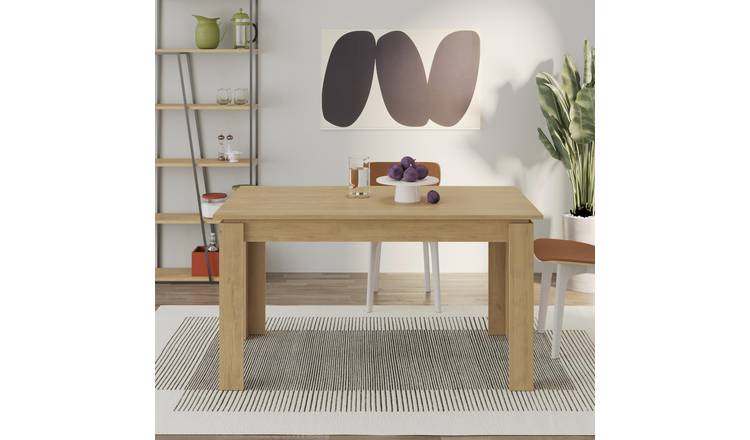 Decortie Tolmen Wood-Effect Extendable Dining Table - Oak