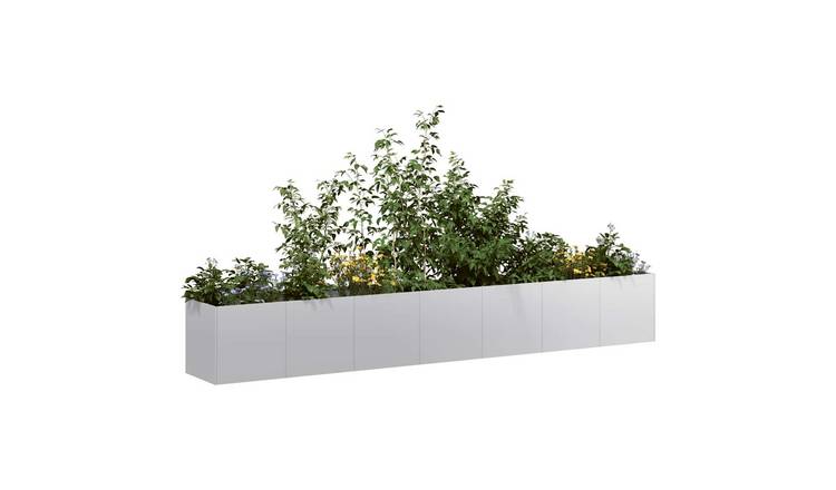 Walplus Galvanised Steel Garden Planter - 280 x 40 x 40 cm