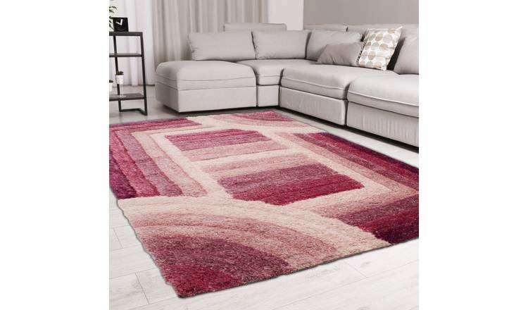 DS Living Ultra Plush Trellis Shaggy Rug - Purple - 230x160cm