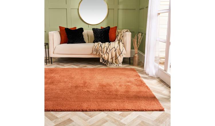 OHS Cosy Teddy Non-Slip Rug - 80 x 150cm - Rust
