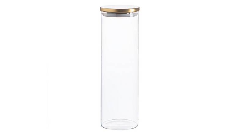 Argon Tableware Glass Storage Jar with Metal Lid - Gold